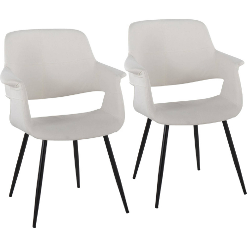 Vintage Flair Dining Accent Chair in Black Metal & Cream Velvet (Set of 2)